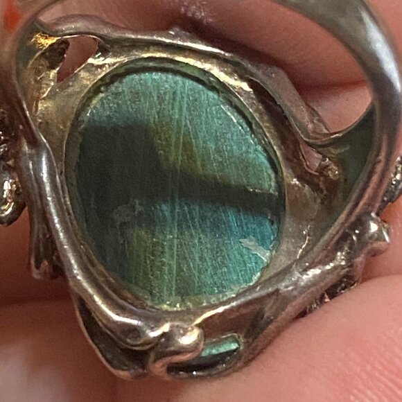 Ring Size 7.5 Green Malachite Sterling Silver 925 Women Semi-Precious Stone - Picture 8 of 11